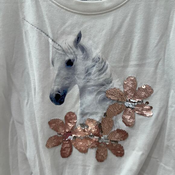 Abercrombie Kids Unicorn Sequins Floral Short Sleeve Shirt - Picture 3 of 7